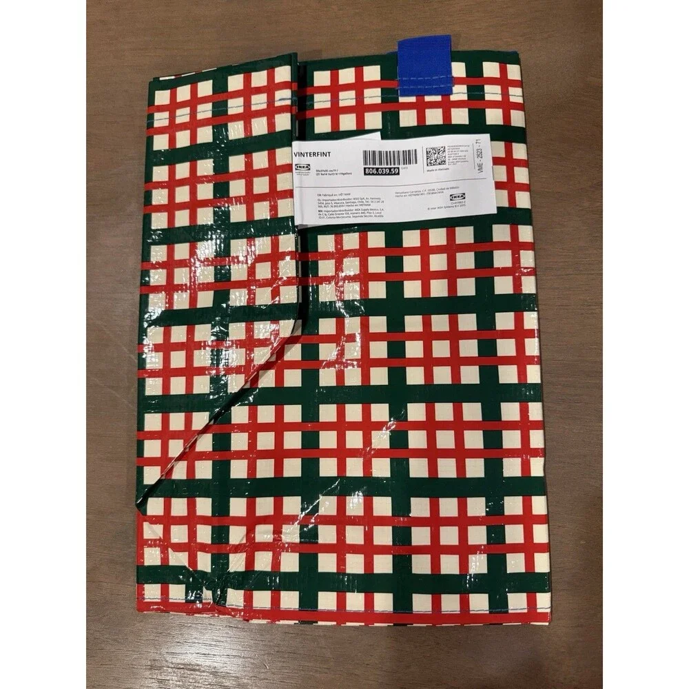 Ikea Tote Bag NEW Vinterfint 2025 Large Shopping Bag Check Pattern 806.039.59